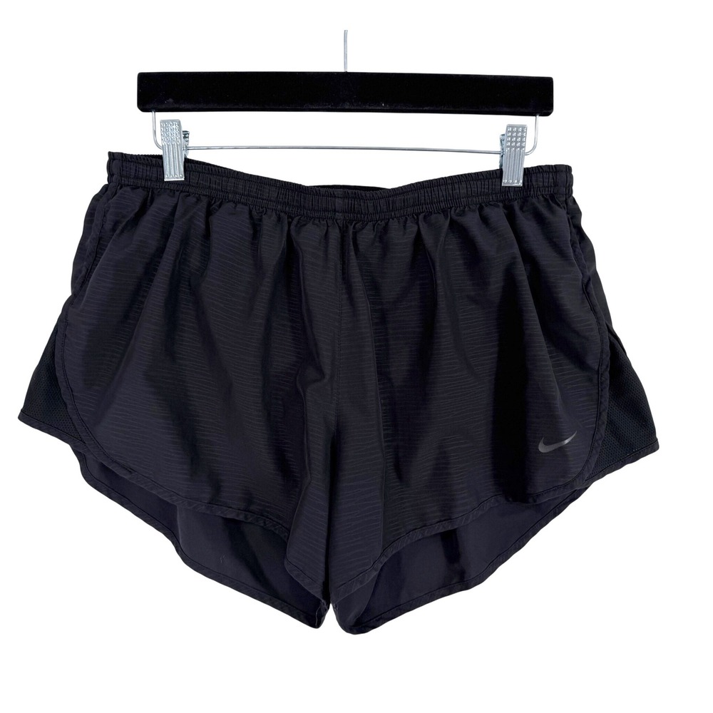 Nike Running Shorts Womens XL Black Dri-FIT Mesh Trim Back Zip Pocket